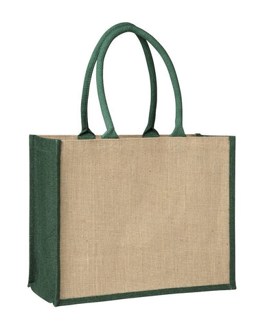 Sample Contrast Green Laminated Jute Supermarket Bag