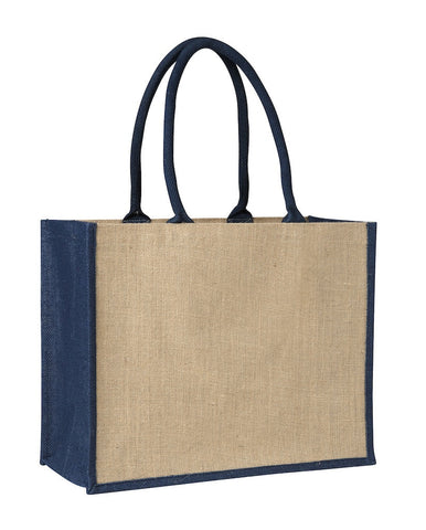 Contrast Blue Laminated Jute Supermarket Bag