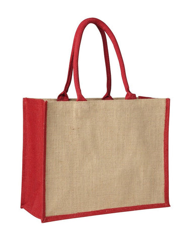 Sample Contrast Red Laminated Jute Supermarket Bag